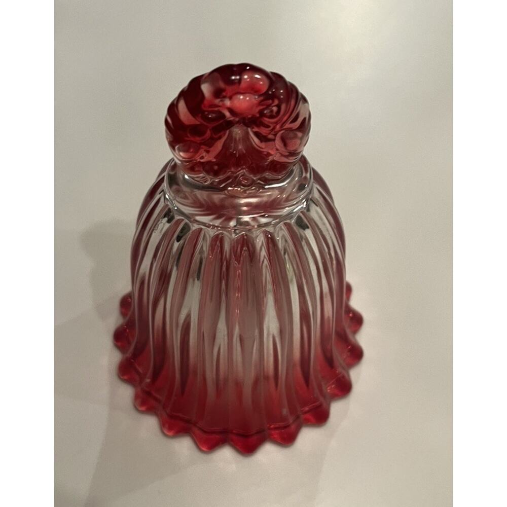 Wreath Christmas Holiday Red Clear Crystal Ribbed Glass Bell Decoration Decor - Picture 2 of 4